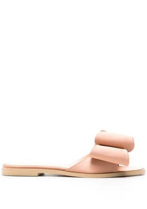 MACH & MACH bow-detail satin slides - Brown