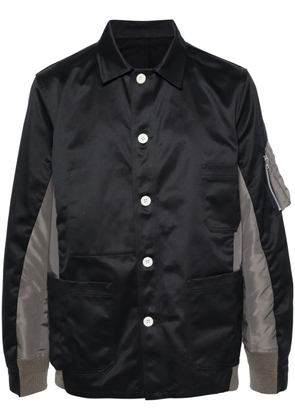 sacai spread-collar panelled shirt jacket - Blue
