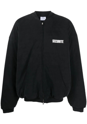 VETEMENTS slogan-print cotton bomber jacket - Black