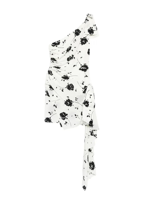 Alessandra Rich floral-print one-shoulder dress - White