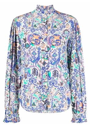 ISABEL MARANT Banessa abstract-print ruffled blouse - Blue