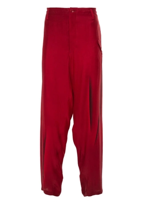 Yohji Yamamoto abstract-print silk trousers - Red