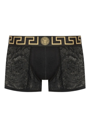 Versace Grecca-waistband lace boxers - Black