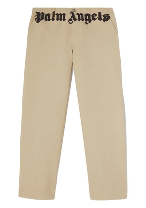 Palm Angels logo-print cotton chinos - Neutrals