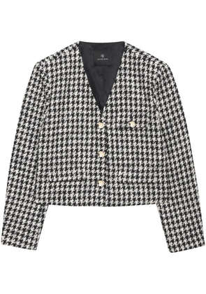 ANINE BING Cara houndstooth-pattern blazer - Black