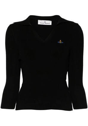 Vivienne Westwood Orb-embroidered polo jumper - Black