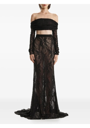 2310 STUDIO sequin-embellished lace maxi skirt - Black