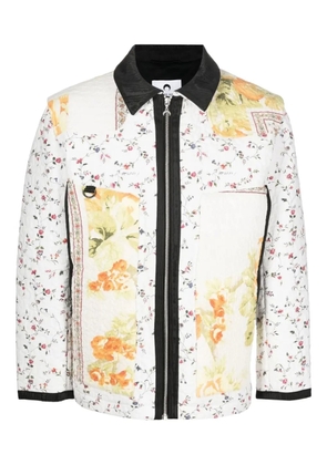 Marine Serre floral-patchwork quilted jacket - White