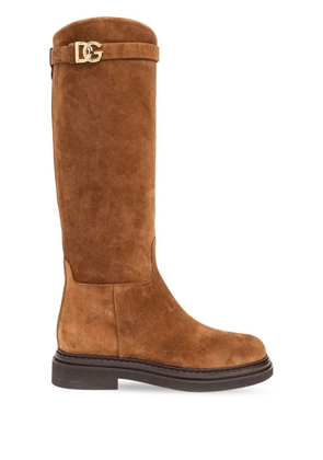 Dolce & Gabbana DG-logo suede boots - Brown