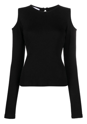 Ioana Ciolacu fine-ribbed cold-shoulder top - Black