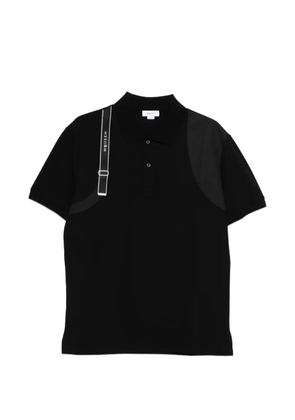 Alexander McQueen harness-detail panelled polo shirt - Black