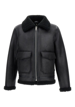 A.P.C. shearling flap-pocket jacket - Black