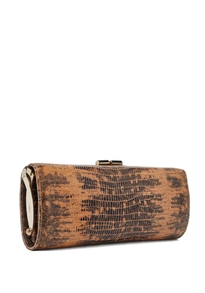 Jimmy Choo Pre-Owned snakeskin-pattern clutch bag - Brown
