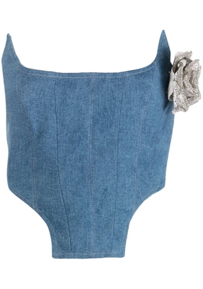 Giuseppe Di Morabito floral-appliqué denim corset - Blue