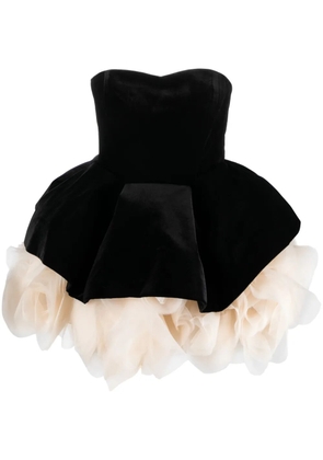 Ana Radu petal-layer velvet mini dress - Black