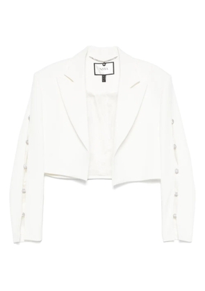 NISSA crystal-embellished cropped blazer - White