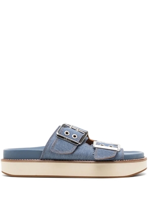 GANNI buckle-fastening denim flat sandals - Blue