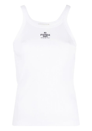 FENDI logo-embroidered vest top - White