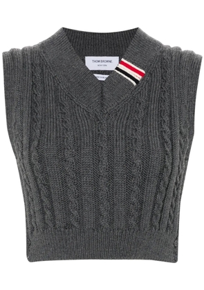 Thom Browne RWB-stripe cable-knit vest - Grey