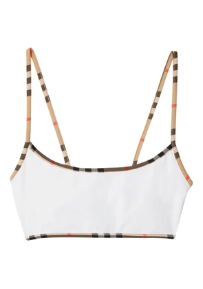 Burberry checked-trim bikini top - White