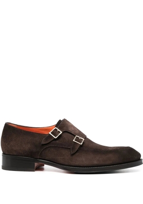 Santoni bucked suede monk shoes - Brown
