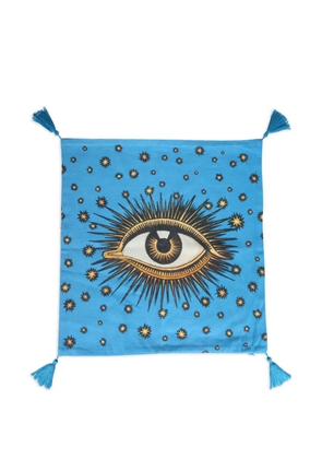 Les-Ottomans eye-print tasseled scarf - Blue