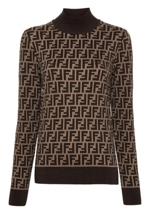 FENDI FF-jacquard sweater - Brown