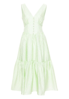 Self-Portrait brocade-effect tiered dress - Green