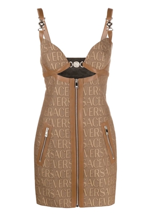 Versace Allover cut-out jacquard minidress - Neutrals