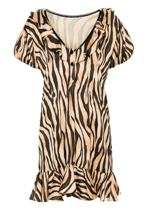 Parlor ruffle-detail zebra-print dress - Black