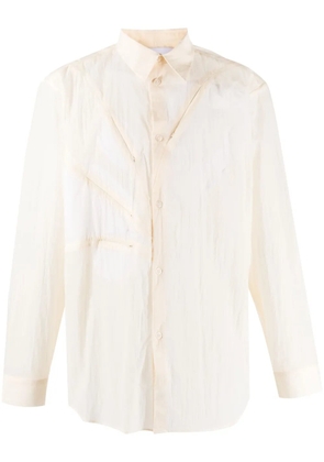 Post Archive Faction semi-sheer zip-pocket shirt - Neutrals