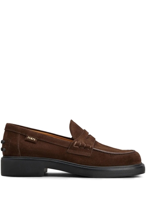 Tod's penny-slot suede loafers - Brown