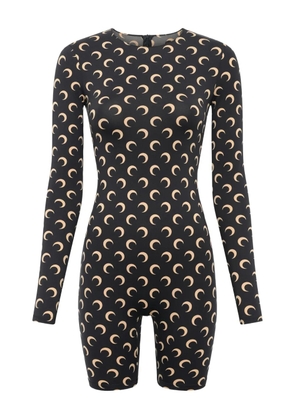 Marine Serre crescent-print long-sleeve jumpsuit - Black