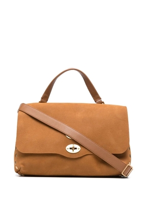 Zanellato twist-lock calf leather tote bag - Brown