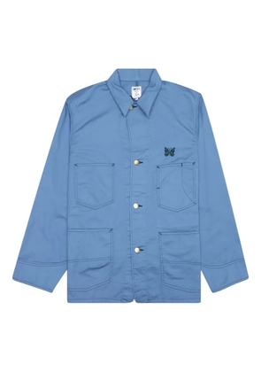 Needles x Smith's butterfly-embroidered twill shirt jacket - Blue