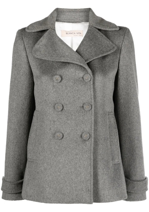 Blanca Vita notched-lapels mélange-effect peacoat - Grey