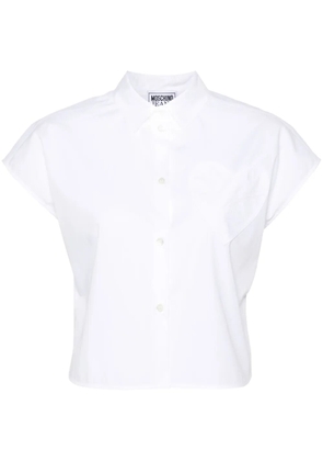 MOSCHINO JEANS heart-patch poplin shirt - White