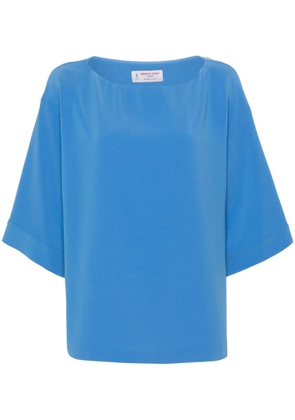 Alberto Biani boat-neck cady blouse - Blue