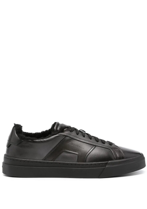 Santoni logo-debossed leather sneakers - Grey