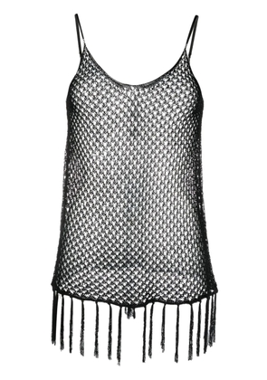 Dodo Bar Or open-knit fringed top - Black