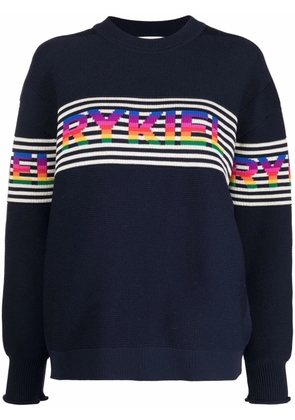 Sonia Rykiel striped logo-knit jumper - Blue