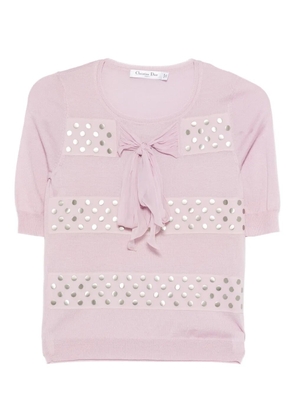 Christian Dior Pre-Owned 2000s bow-embellishment T-shirt - Pink