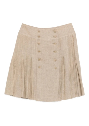CHANEL Pre-Owned 1990s pleated button mini skirt - Neutrals