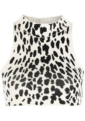 Ssheena Sheena animal-pattern crop top - Neutrals