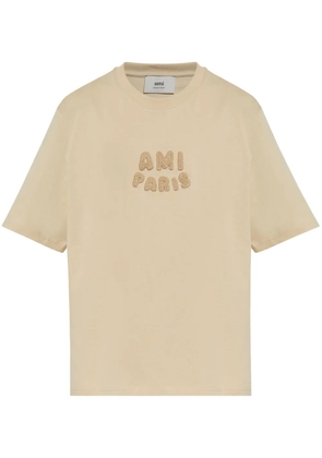 AMI Paris logo-embroidered T-shirt - Neutrals
