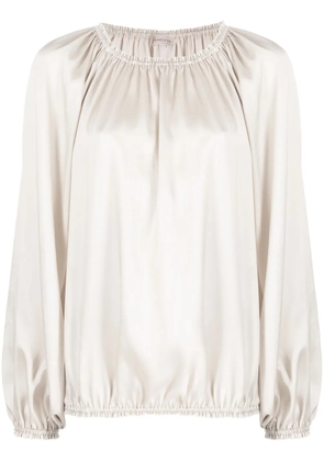 Blanca Vita satin-finish ruched blouse - Neutrals
