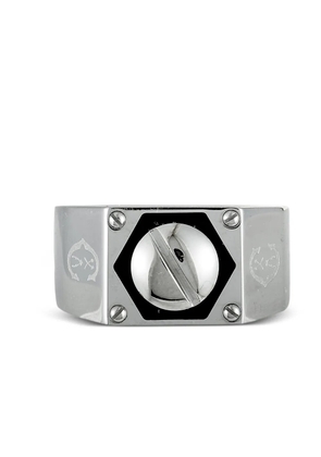 Charriol logo-engraved ring - Grey