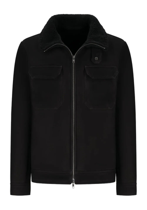 Salvatore Santoro fleece-collar suede jacket - Black