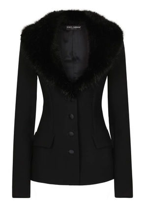 Dolce & Gabbana faux-fur collar jacket - Black