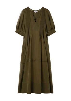 Lee Mathews Skye pleated puff-sleeve dress - Green